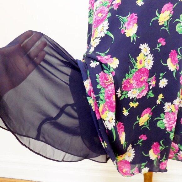 silk midi skirt vintage 90s y2k 2000s floral preppy classic minimalist - Picture 8 of 8